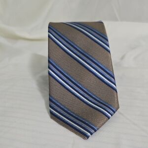 Jos. A. Bank 1905 Classic Men's Brown Stripe Tie with Blue Accents 100% Silk